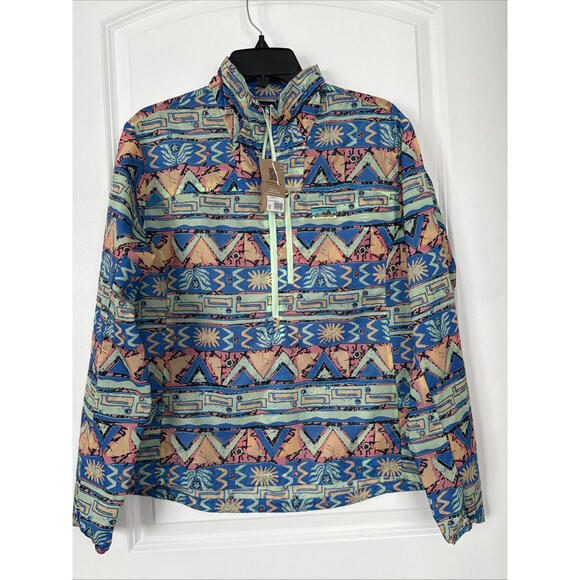 NWT Patagonia Women's Houdini Stash 1/2 Zip Nylon Pullover High Hopes Geo Green - Picture 4 of 8